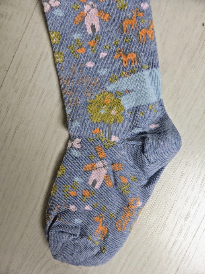 ewers Strumpfhose, hell jeansblau mit Blumen, Tieren und Windmühle, NEU!!! - Bild 2 von 2