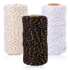 3Rolls 3 Colors 2mm Two Tone Cotton String Threads  Macrame Cord for DIY Crafts