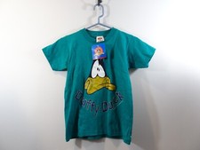 Y2K Looney Tunes DAFFY DUCK T-Shirt Youth Size M 1998 Green Short Sleeve