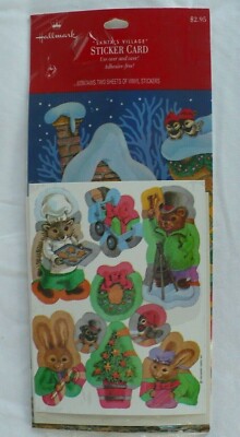 VINTAGE HALLMARK SANTA'S VILLAGE STICKER CARD SEALED PKG