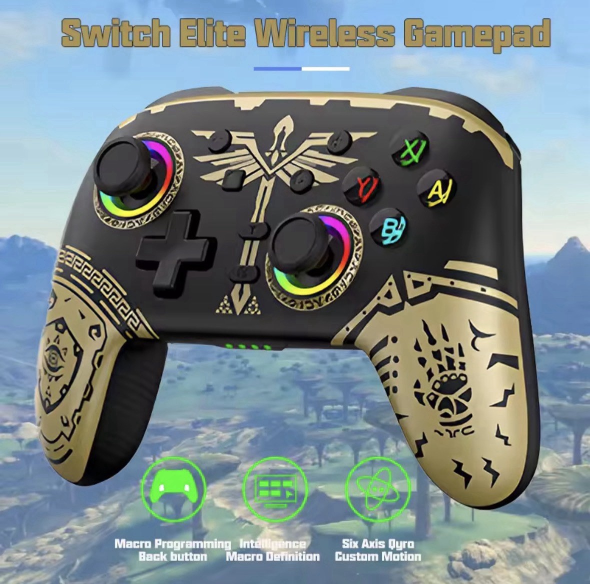 Manette Switch Pro Zelda Bluetooth à autonomie prolongée pour PC et OLED