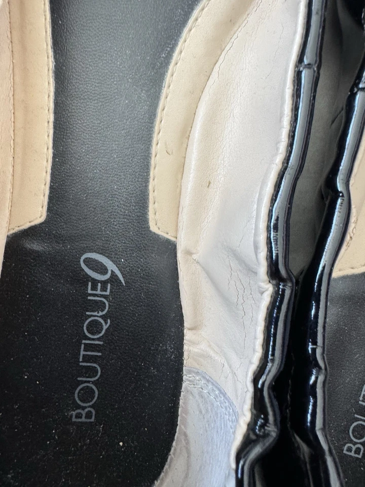 Mujer Zapatos Negros Patente Bailarinas Boutique 9 Talla 9 Planos Usados Foto 4 de 4