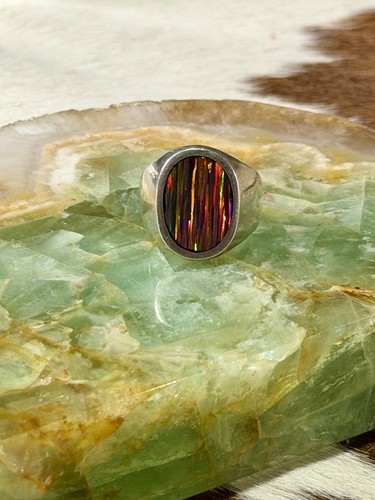 Opal Gemstone Men's Ring Natural Fire, 925 Sterling Silver Size 10 1/4