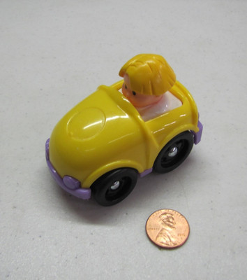 Fisher Price Little People WHEELIES EDDIE in YELLOW ZOO CAR Wheelie 