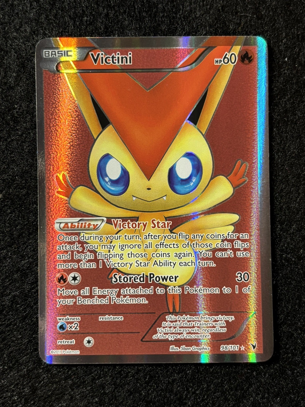 Pokemon Victini 98/101 Noble Victories Full Art Holo 2011 ‼️NEAR MINT‼️