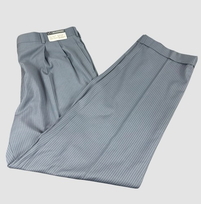 #ad Mazzoni Men’s Dress Pants Size 40 Gray Pinstripe Pleated Career New With Tags $24.49