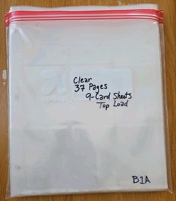 Clear 37 Pages 9-Card Page Sheets For Trading Sport Collectible Cards Top Load 