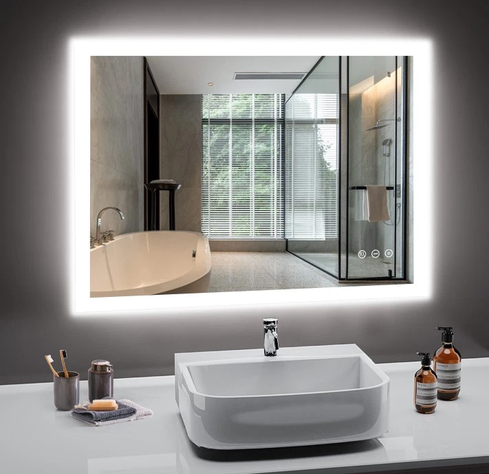LED Bad Spiegel mit Beleuchtung 3 Lichtfarben Dimmbar Badezimmerspiegel 80X60CM