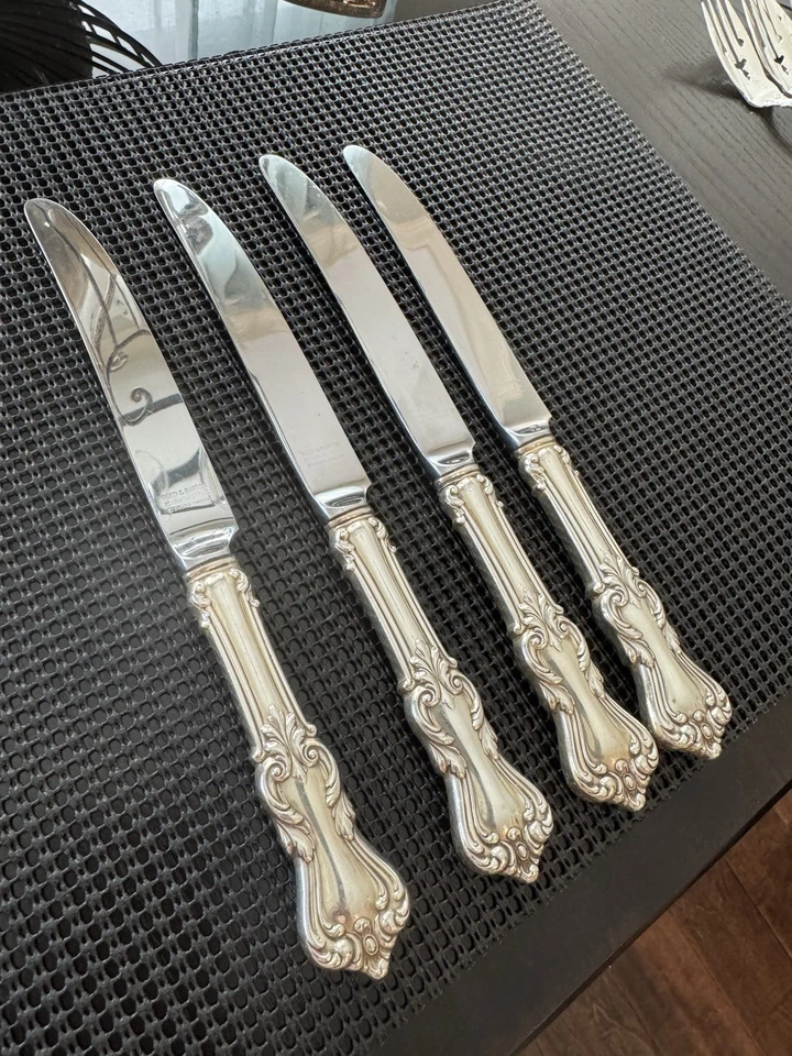 Facas de jantar MARLBOROUGH Reed&Barton prata esterlina tamanho completo (4) ~ sem monograma - Imagem 4 de 4