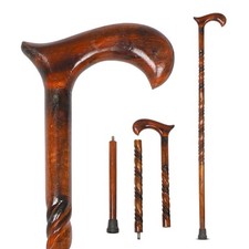 KSJONE Wood Cane 36 Inches Natural Classic Wood Walking Stick Fancy Canes Erg...