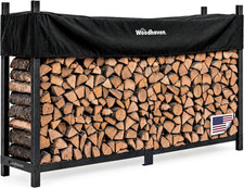 8 Foot Raised Firewood Rack with Cover 1/2 Cord Outdoor Storage Made in USA