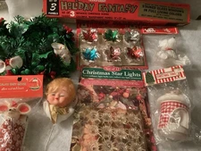 Nice Vintage Xmas Star Light Covers, Stick On Ties, Stained Glass Panels, Nice!