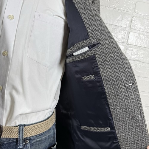 J.Crew Men’s Ludlow Wool Blend 2-Button Blazer/Jacket Gray Herringbone Size 42L - Picture 13 of 17