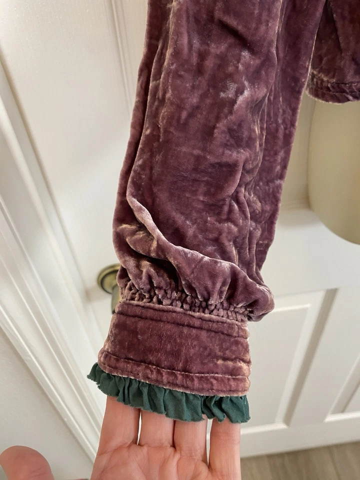 Chaqueta Rebecca Taylor Terciopelo Calado Para Mujer Talla 6 Púrpura Volantes Puño Boho Luxe Foto 2 de 4