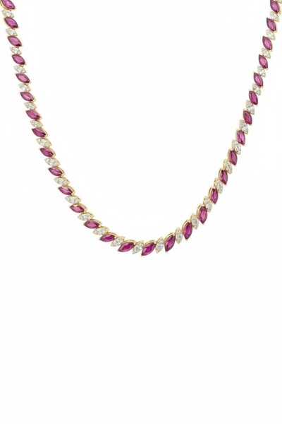 Latelita Viscountess Statement Tennis Kette Rubin Gold 925 Sterling Silber-image