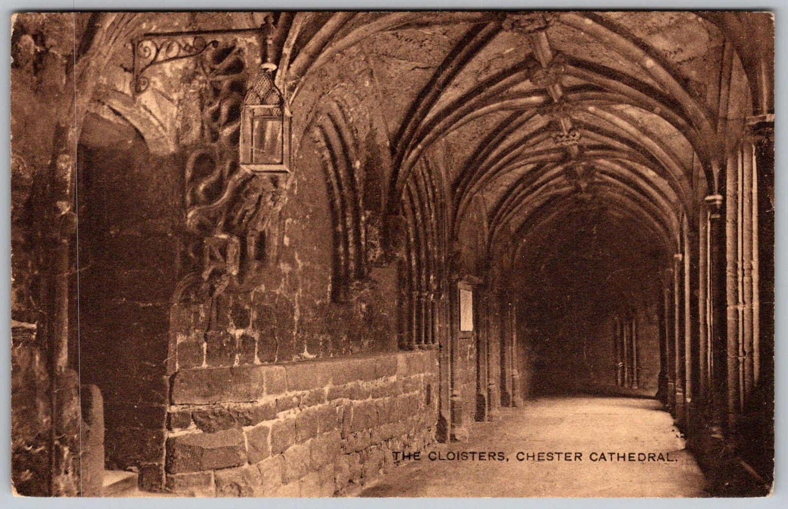 Antique Postcard Cathedral Cloisters Interior Chester, England 1910s