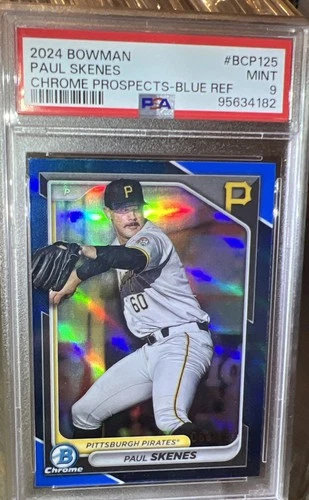 2024 BOWMAN CHROME PROSPECTS BLUE REFRACTOR #BCP125 PAUL SKENES 88/150 PSA 9