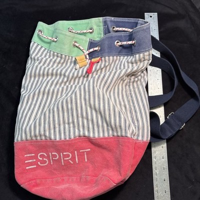 Vtg Rare 1986 ESPRIT Logo Colorful  Black & White Canvas 18  knapsack  Bag Cool!