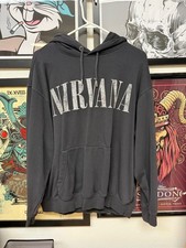 Nirvana Logo Grey Hooded Sweatshirt Size Medium