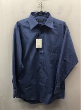 Stafford Men's Essentials Blue Everyday Fitted Dress Shirt NWT Sz 15.5 32-33