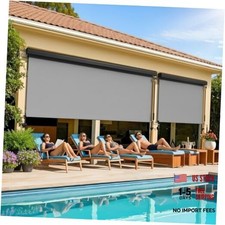 Integrated Outdoor Roller Shade, 10'W 120"W x 96"H Gray with Crank and Valance