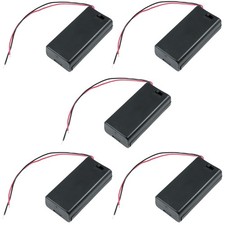 5 x Enclosed 2 AA Battery Holder Custodia Box W/ 150mm Wire Leads and Switch