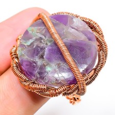 Copper Amethyst Gemstone Handmade Copper Wire Wrap Jewelry Ring Size 9 O420