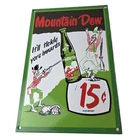 Vintage Mountain Dew Sign - Hillbilly Gas Pump Soda Bottles Cola Porcelain Sign