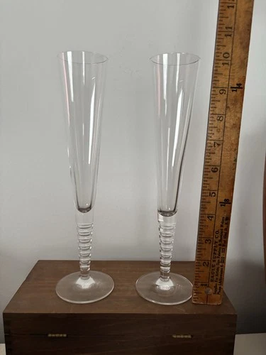 2  Steuben Evening Champagne Tall Flute Two (2) Excellent Rare!