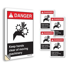 Keep Hands Clear Of Moving Machinery ANSI Danger Vinyl Decal Label 10 Inch x ...