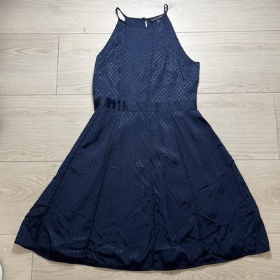 Banana Republic Women 4 Blue Halter Neck Fit & Flare Sleeveless Dress Knee  Lengt | eBay
