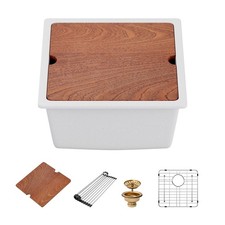 18 Inch White Undermount Bar Sink 18"x18"x10", Solid