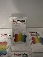 TagWorks pet ID tag Rainbow . Able To Engrave. Bone shape Lot Of 14
