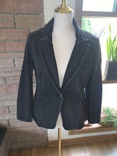 Chico's Denim Blazer Jacket Size 1/ US 8 Women's Button Stretch Gray