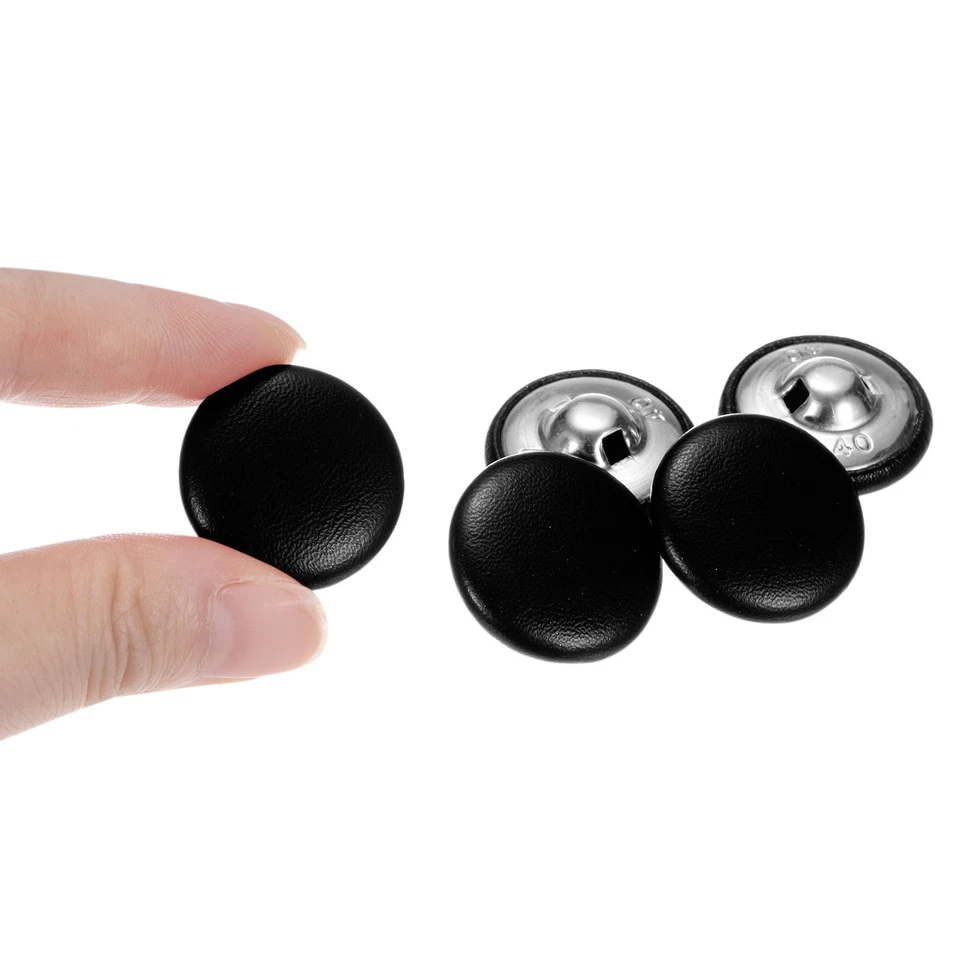 15 Stück Lederüberzogene Knöpfe,25mm,Metall,rund,zum Nähen,Schwarz - Bild 4 von 4