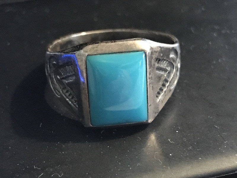 Vintage Bell Trading Post Navaho Southwest Sterling Turquoise Size 12 Ring 7.6g