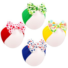 4 Pcs 6" Holiday Baby Bows Headbands for Newborn Infant Toddler, Soft Stretchy N