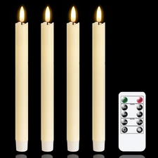 LED Flameless Taper Candles with Remote Timer,Ivory Battery Operated Flickeri...
