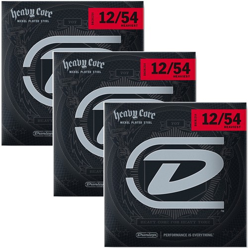 3 Sets Dunlop DHCN1254 Heavy Nickel Steel Electric Guitar Strings