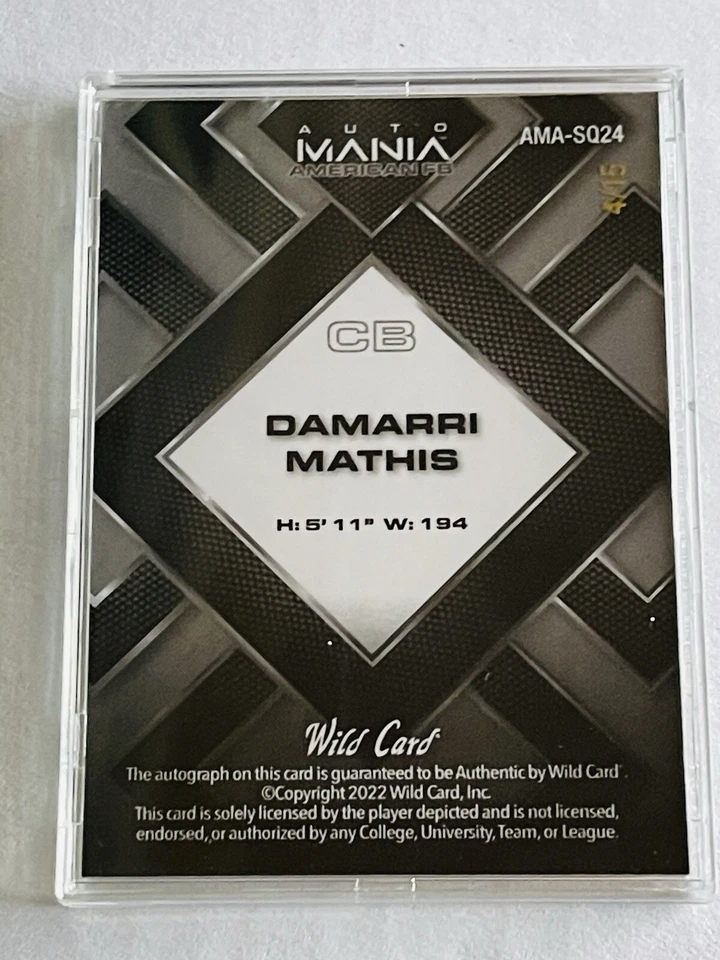 Damarri Mathis 2022 Wild Card Auto Mania Autograph 4/15 #AMA-SQ24 - Image 3 of 4