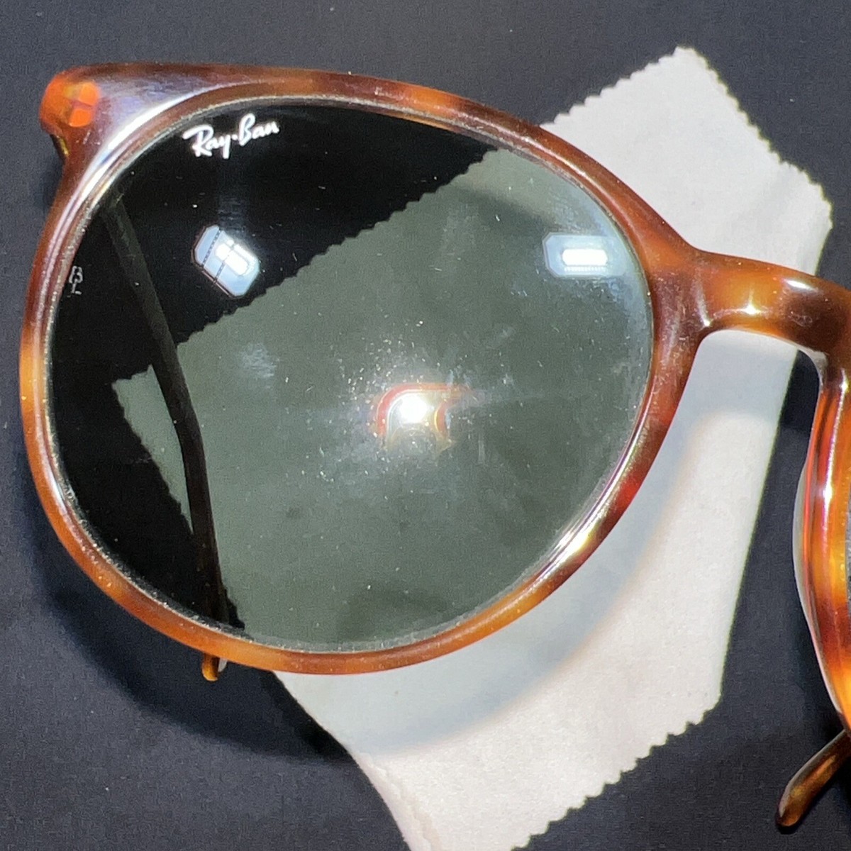 VINTAGE B&L RAY BAN USA L1674 G15 TORTOISE STYLE C MODERNIST ROUND