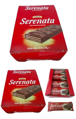 SERENATA VANILLA & CHOCOLATE FINE EURO WAFER GREEK CHOCOLATE BARS (2PKS-24 PCS)
