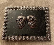 Belt Buckle Men  s Women  s Skull Skulls Black Metal 4  W X 3  H New