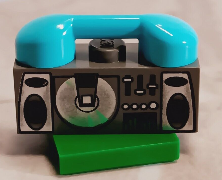New LEGO Radio Boombox Printed BLUE Aqua Handle CD Player Old
