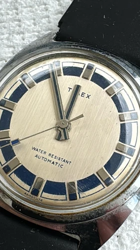 VINTAGE SS 34MM TIMEX MENS WATCH AUTOMATIC MECH 46150-03174  GREAT (A80)