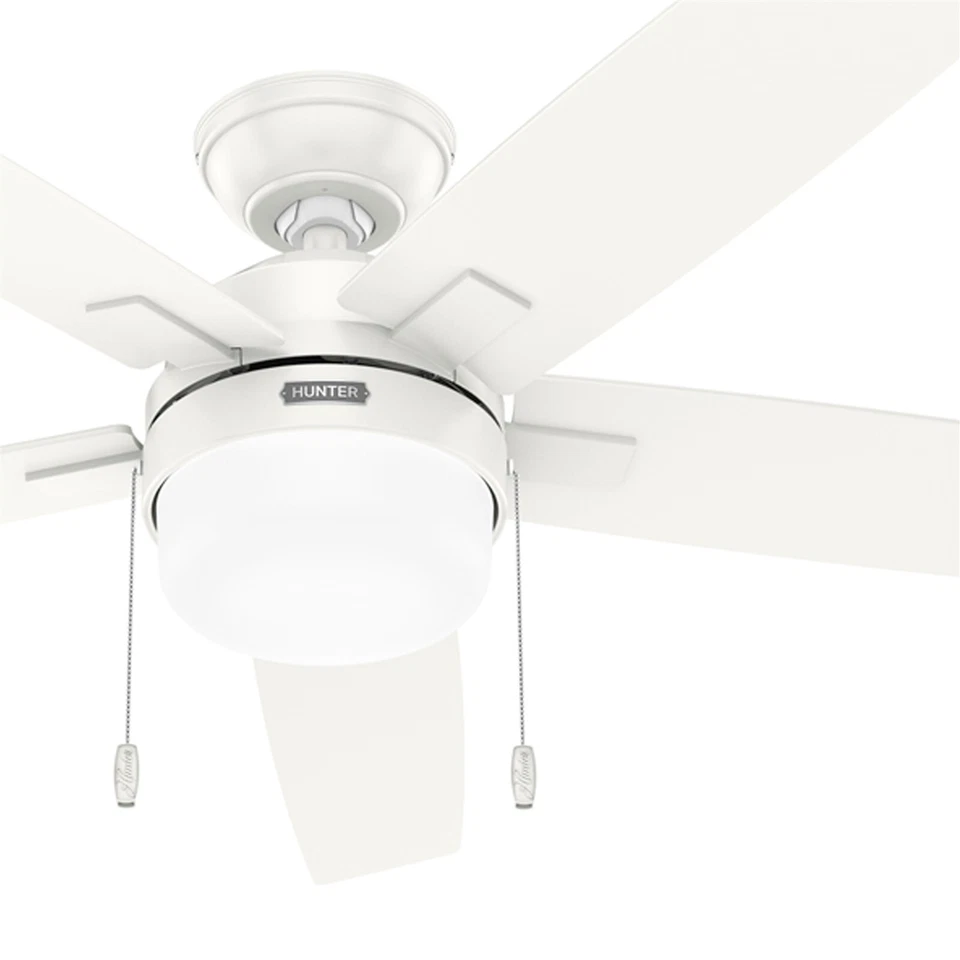 Hunter Fan 52 in Fresh White Contemporary Ceiling Fan with Light and Pull Chain