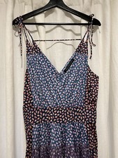 Marc By Marc Jacobs Floral Leaf Print Colorblock Silk Blend Midi Dress Sz Small