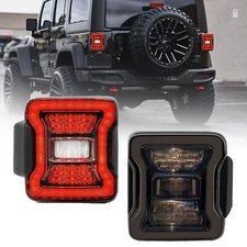 Smoked LED Tail Lights Rear Turn Signal Lamps For 2007-2018 Jeep Wrangler JK
