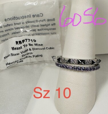 NIB Bomb Party Sz10 Revealed BP Ring RBP7719 Meant To Be Mine Violet/Diamond CZ 