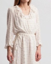 Tory Burch Jasmine Ivory Metallic Tie Waist Dress - Size 2- NWT